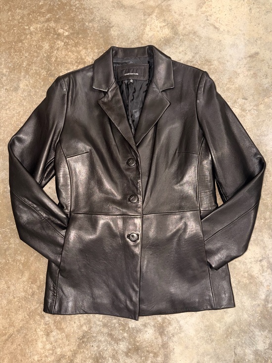 Jones New York Jackets & Blazers - Jones New York Genuine Leather Blazer Jacket Black L Fall Winter Capsule Classic